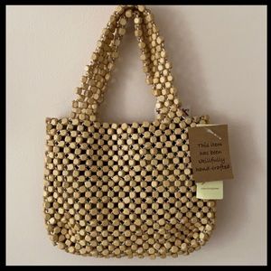 NWT Handcrafted Wooden Bead Bag